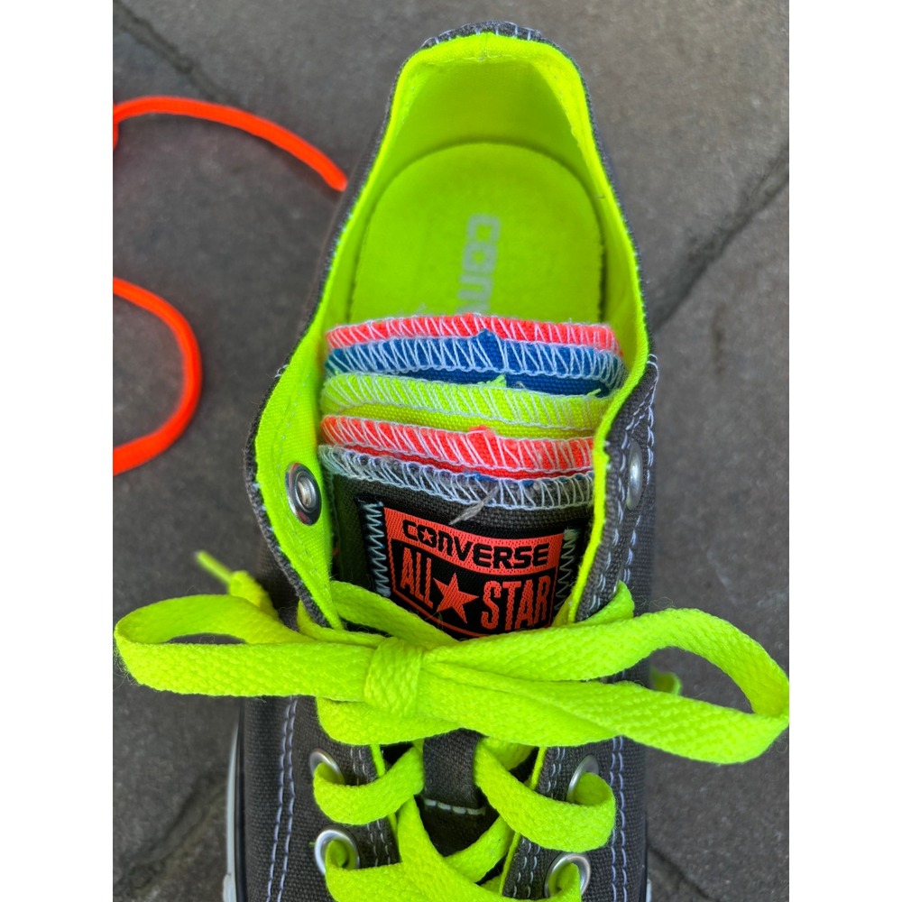 Converse Chuck Taylor All Star Triple Tongue Neon Grey Sneakers 140074F Womens 8 - Picture 8 of 12